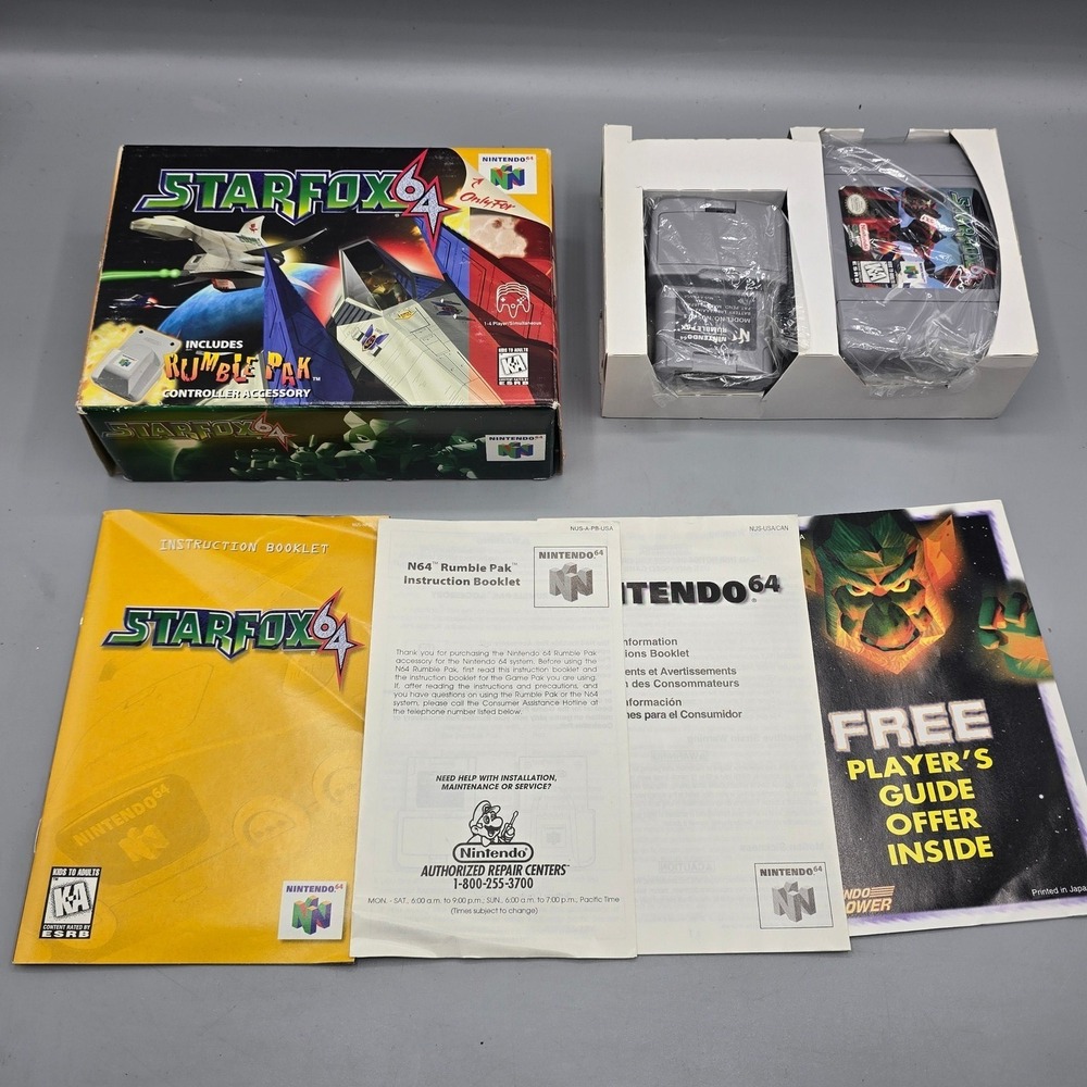 Nintendo 64 Star Fox 64 Big Box Rumble Pak Bundle CIB N64 Complete With Manual